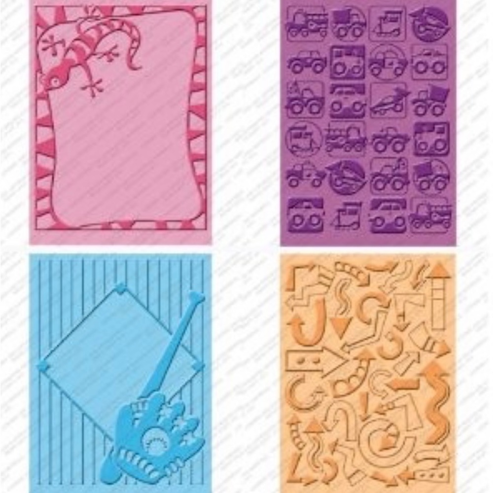 Cuttlebug 4-pc embossing folders - BOYS WILL BE BOYS
